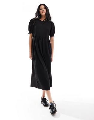 Προσφορά New Look plain smock midi dress in black για 27,99€ σε Asos