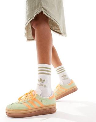 Προσφορά Adidas Originals Gazelle Bold platform trainers in mint and orange για 90€ σε Asos