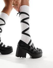 Προσφορά Koi Myako lace up chunky ballet shoes in black για 55€ σε Asos