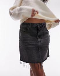Προσφορά Topshop denim high waist mini skirt in washed black για 15€ σε Asos