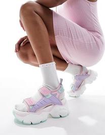 Προσφορά Buffalo Binary Track flat sandals in multi pink για 105€ σε Asos