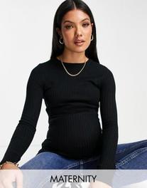 Προσφορά New Look Maternity crew neck fine knit jumper in black για 16,99€ σε Asos