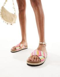 Προσφορά ASOS DESIGN Jessie flatform cross strap espadrille sandals in rainbow για 22€ σε Asos