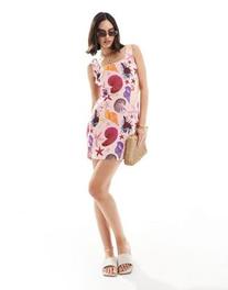 Προσφορά Vero Moda seam detail mini dress in pink shell print για 42€ σε Asos
