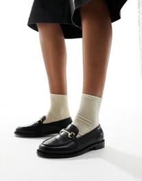 Προσφορά Walk London Rhea Trim Loafers In Black Leather για 75€ σε Asos