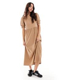 Προσφορά New Look plain smock midi dress in camel για 27,99€ σε Asos
