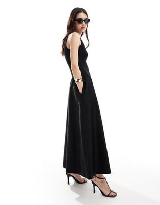 Προσφορά & Other Stories sleeveless maxi dress with volume hem in black mixed jersey and woven fabric για 85€ σε Asos