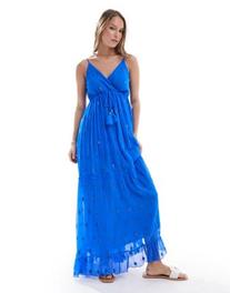 Προσφορά South Beach Sequin detail cami v neck maxi dress in blue για 42€ σε Asos