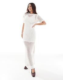 Προσφορά AllSaints Paloma crochet maxi dress in white για 179€ σε Asos