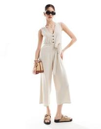 Προσφορά Threadbare Isabella linen blend jumpsuit in off white για 58,99€ σε Asos