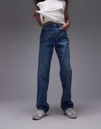 Προσφορά Topshop straight Kort jeans in mid blue για 59,99€ σε Asos