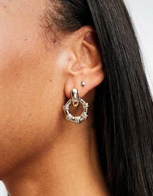Προσφορά ASOS DESIGN earrings with open bamboo design in gold tone για 3€ σε Asos