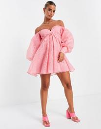 Προσφορά ASOS EDITION off shoulder mini dress in bubble organza in pink για 45€ σε Asos