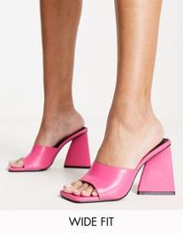 Προσφορά RAID Wide Fit Angel mules with angular heel in hot pink για 22€ σε Asos
