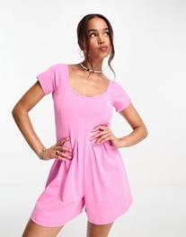 Προσφορά ASOS DESIGN jersey flippy playsuit in washed pink για 13,49€ σε Asos