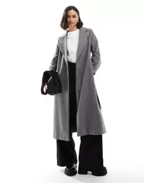 Προσφορά New Look formal belted coat in herringbone grey για 103€ σε Asos