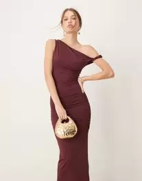 Προσφορά New Look slinky one shoulder maxi dress in burgundy για 46€ σε Asos