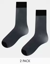 Προσφορά Lindex 2 pack 20 denier sheer sock in black για 7,5€ σε Asos