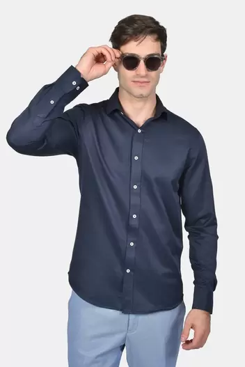 Προσφορά Ανδρικό Επίσημο Πουκάμισο Normal Fit - NAVY για 25€ σε Berto Lucci