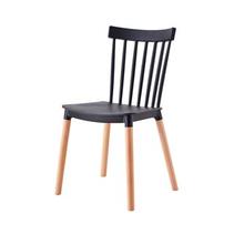 Προσφορά Καρέκλα από πολυπροπυλένιο μαύρη με ξύλινα πόδια 43x49x82 εκ. για 24,9€ σε Vicko
