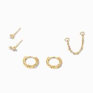 Προσφορά C LUXE by Claire's 18k Yellow Gold Plated Iridescent Hoop Connector Chain Star Stud Earring Set - 5 Pack για 14€ σε Claire's