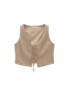 Προσφορά Striped rustic waistcoat with tie details για 22,99€ σε Pull & Bear