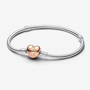 Προσφορά Βραχιόλι ασ. 925 με κούμπωμα σε σχήμα καρδιάς, με επίστρωση ροζ χρυσού 14Κ για 59€ σε Pandora