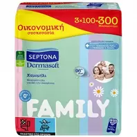 Προσφορά Septona Dermasoft Family Μωρομάντηλα Οικονομική Συσκευασία 3x100τεμ για 0,02€ σε My Market