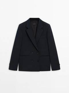 Προσφορά Ναυτικό μπλε σταυρωτό blazer με κουμπιά για 149€ σε Massimo Dutti