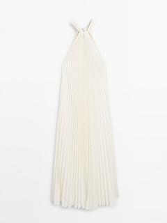 Προσφορά Πλισέ φόρεμα με λαιμόκοψη halter για 129€ σε Massimo Dutti