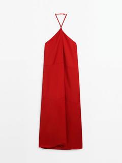Προσφορά Φόρεμα με λαιμόκοψη halter και λεπτομέρεια πιέτα για 89,95€ σε Massimo Dutti
